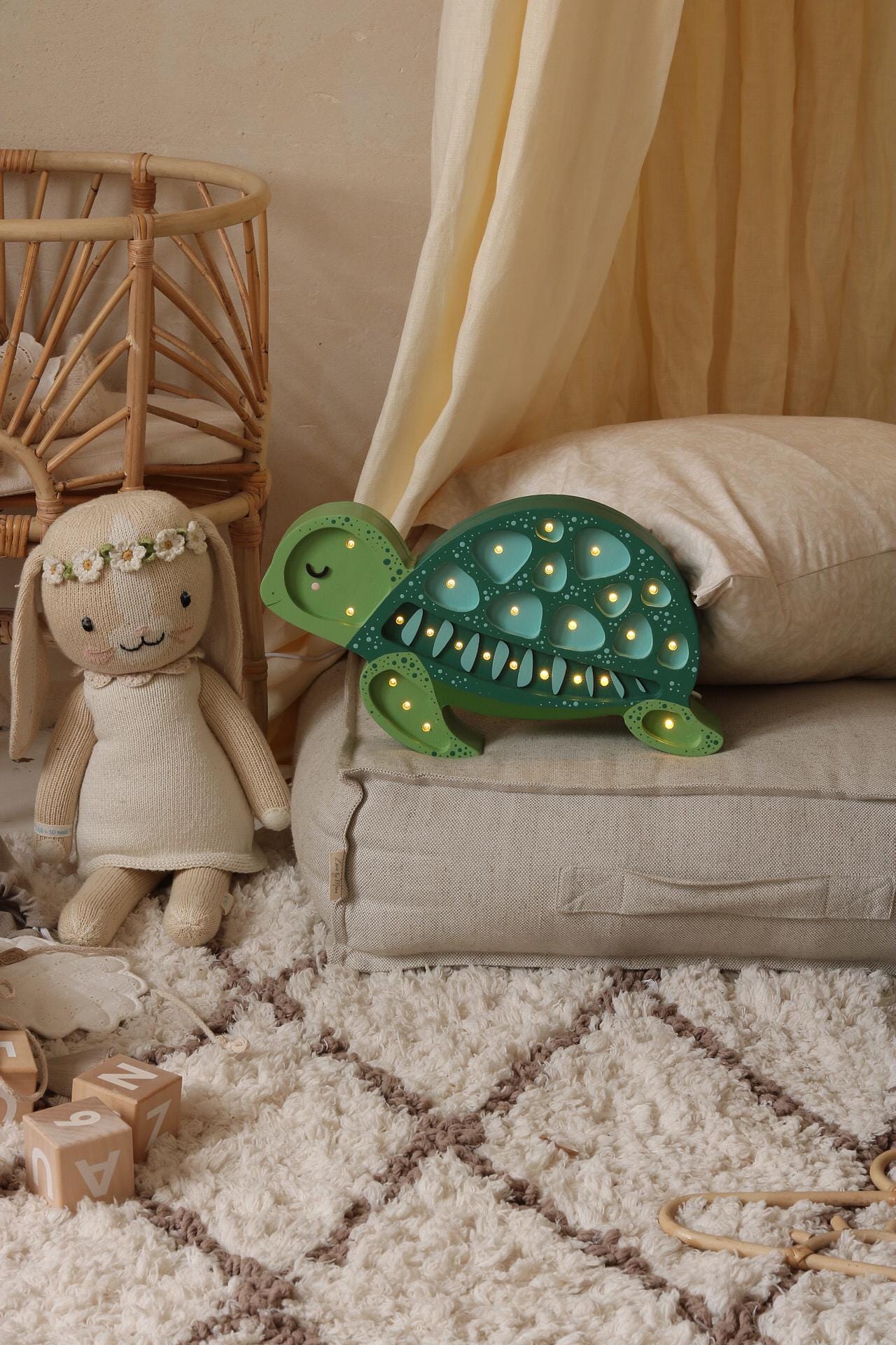 Hölzerne Schildkröten-Nachtlampe Ozean-Deko für Kinderzimmer Handgemachte Lampe Babyzimmer-Beleuchtung Küstenstil Beige Babyzimmer Meerestier Nautisch