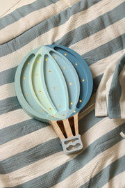 Heißluftballon-Lampe aus Holz Nachtlicht Kinderzimmer Wanddekoration Montessori-Zimmer Geschenk für abenteuerlustigen Jungen Kleiner Reisender Retro Kinderzimmer Blau Jungen