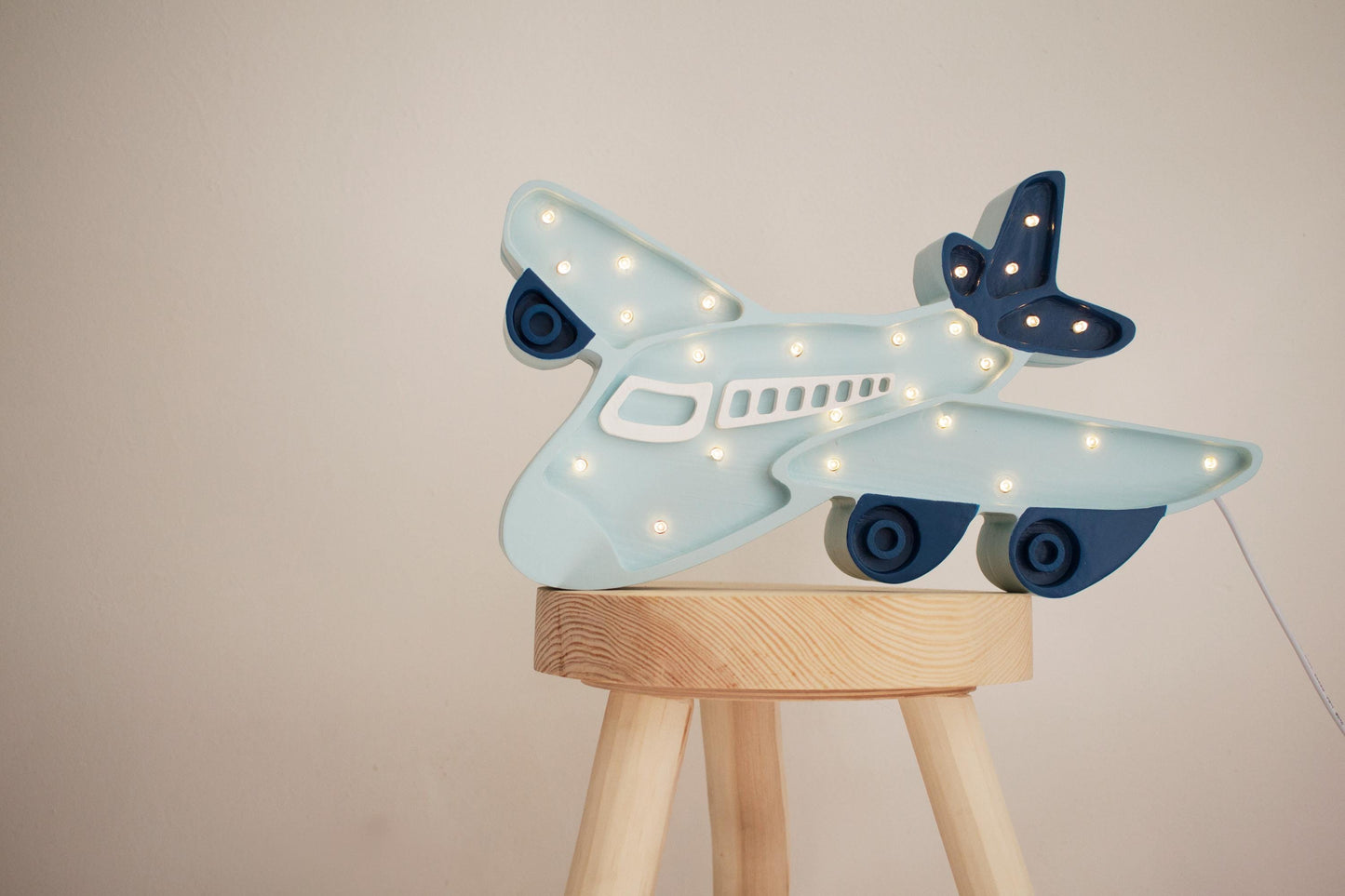 Holzflugzeug Nachtlicht – Handgemachte Kinderzimmerlampe Reisethema Deko Babyzimmer Lampe für Jungen Geschenk für kleine Reisende Reisezimmer Deko