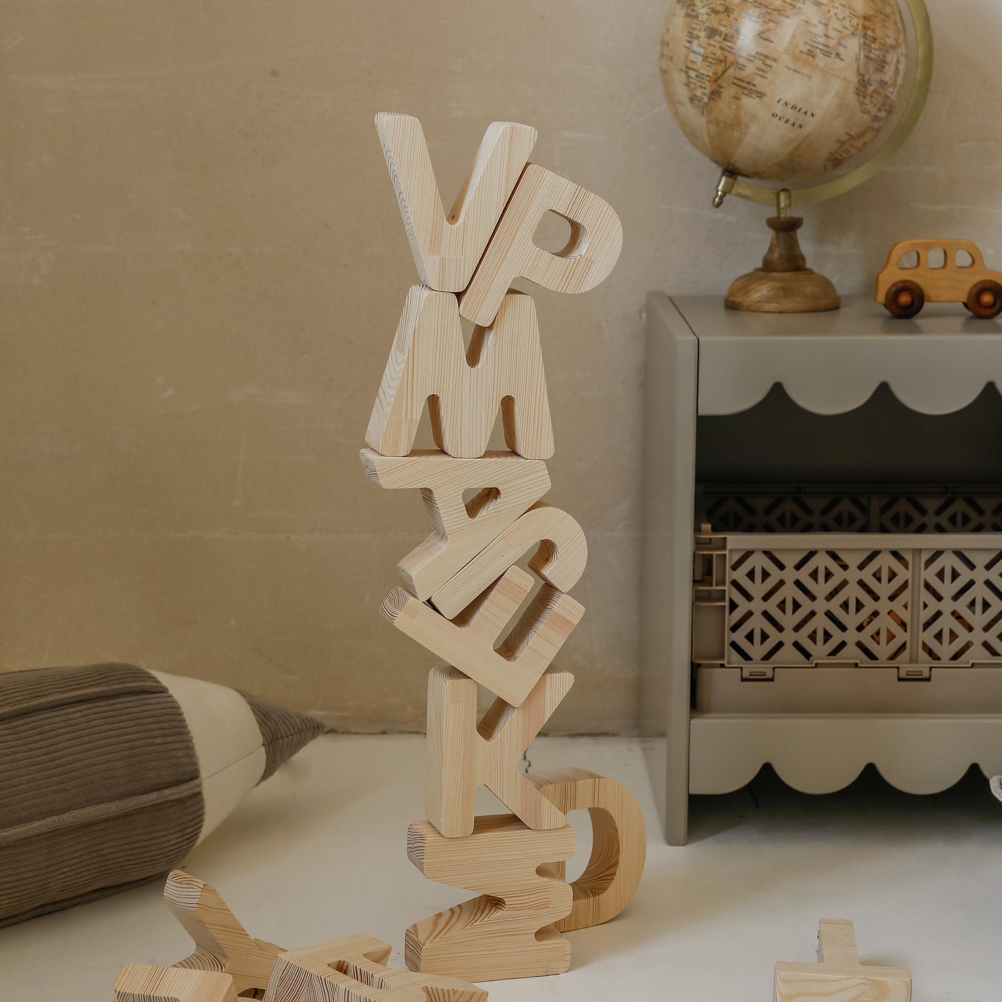 Wooden Alphabet Letters for Kids Personalized Decor Educational Wooden Letters – Montessori Gift Waldorf Wooden Blocks Wooden Learning Toy
