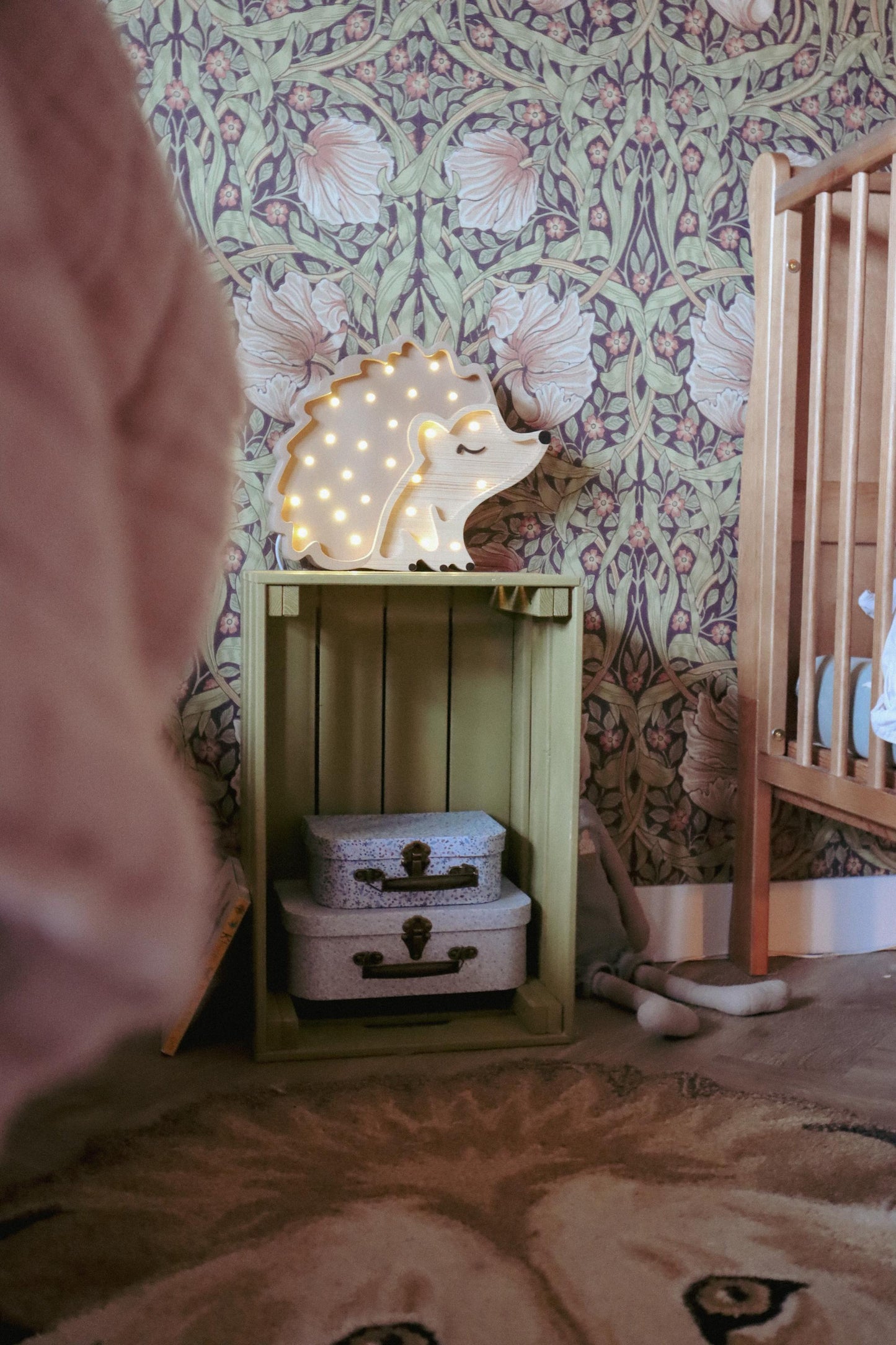 Wooden Night Light Hedgehog Lamp Woodland Nursery Decor Handmade Lighting Forest Kids Room Unique Baby Gift Brown Autumn Mood Montessori