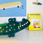 Krokodil-Nachtlicht aus Holz für Kinder, Safari-Lampe, Boho-Kinderzimmerdeko für Jungen, Babyparty-Geschenk, Dschungel-Motto, Alligator, Jungenzimmer, Grün, Exotisch