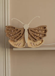 Wooden Butterfly Night Light for Girls Room Handcrafted Nursery Decor Boho Style Golden Butterfly Glamour Beige Princess Whimsical Magic