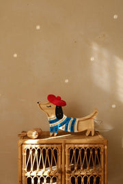 Nachtlicht Hund Holz – Dackel Lampe für Kinderzimmer | Französischer Stil Babyzimmer Deko | Handgemachte Welpen Nachtlampe Hundeliebhaber Geschenk Frankreich Liebhaber