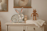 Holz-Hasen-Nachtlicht, Waldmotiv, Kinderzimmer, Wald-Dekorlampe für Babyzimmer, Boho-grauer Hase, Mädchen, Wald-Pastell-Dekoration, Grau
