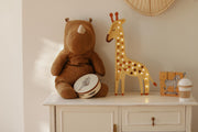 Holz Giraffen Nachtlicht Safari Deko für Kinderzimmer Handgemachte Lampe Dschungel Boho Beleuchtung Wandmontierte Kinderlampe Jungen Afrikanisches Tier Gelb