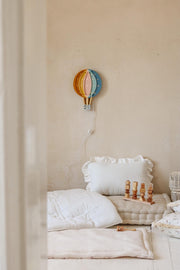 Nachtlicht aus Holz Heißluftballon Lampe Wanddeko Kinderzimmer Montessori Zimmer Geschenk für Mädchen Retro Kinderzimmer Rosa Mädchen Deko Retro Regenbogen