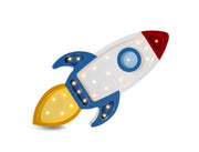 Wooden Space Ship Night Light Little Astronaut Kids Room Space Theme White Lamp Explorer Personalized Decor Cosmic Rocket Boys Room Galactic