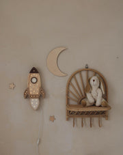 Wooden Space Ship Night Light Little Astronaut Kids Room Space Theme Brown Lamp Explorer Personalized Decor Cosmic Rocket Boys Room Galactic