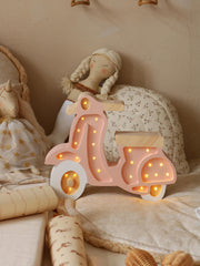 Bezaubernde Roller-Lampe für Kinderzimmer-Deko – Handgemachtes Retro-Abenteuer-Thema für Kinderzimmer – Handgefertigte Holz-Kinderzimmerlampe Vespa Italien Liebhaber