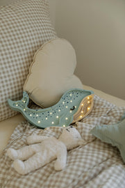 Wooden Whale Night Light Ocean Themed Nursery Lamp Coastal Baby Room Decor LED Bedside Lamp and Wall Light Sea Animal for Kids Nautical Gift