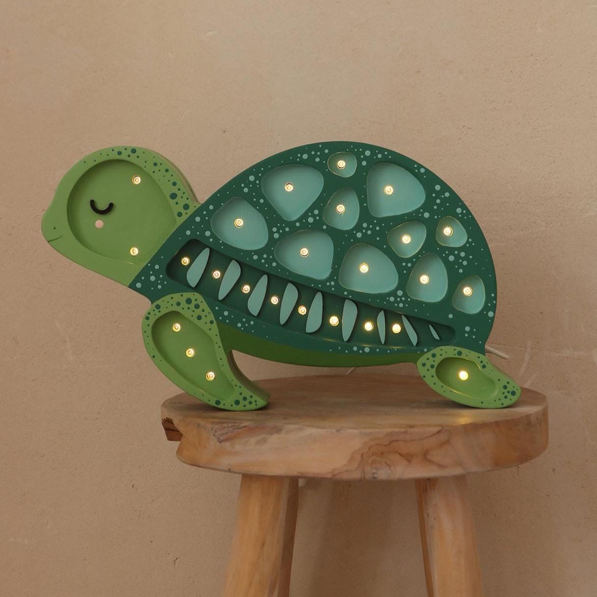 Hölzerne Schildkröten-Nachtlampe Ozean-Deko für Kinderzimmer Handgemachte Lampe Babyzimmer-Beleuchtung Küstenstil Beige Babyzimmer Meerestier Nautisch