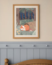 Wald Fuchs Kunstdruck Gemütliche Waldkinderzimmer Dekoration Schlafender Fuchs Illustration Babyzimmer Wandkunst für Kinderzimmer Druckbare Kunst Digitaler Download