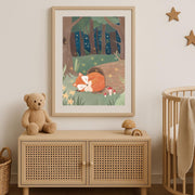 Wald Fuchs Kunstdruck Gemütliche Waldkinderzimmer Dekoration Schlafender Fuchs Illustration Babyzimmer Wandkunst für Kinderzimmer Druckbare Kunst Digitaler Download
