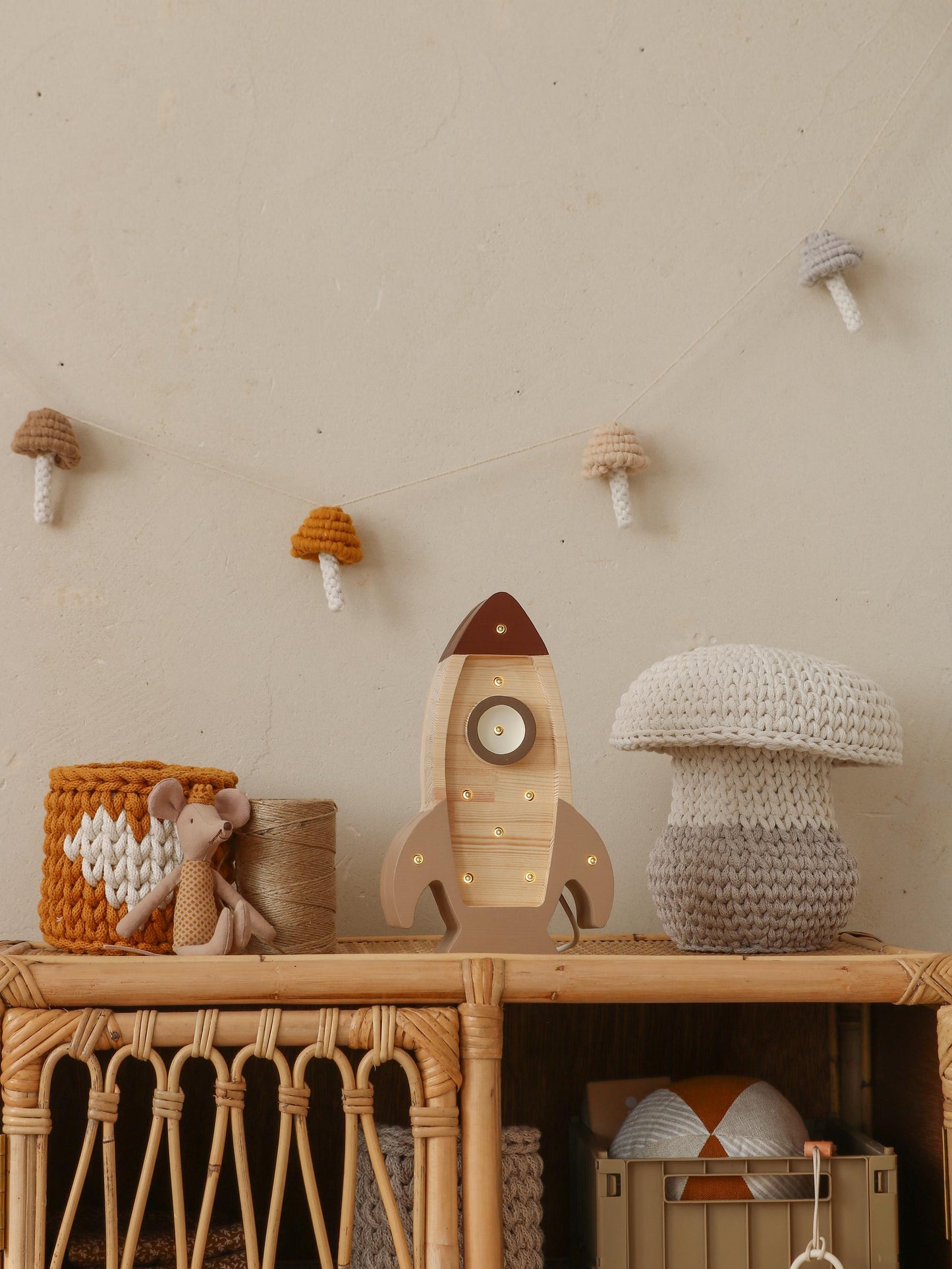 Space Rocket Night Light for Little Astronaut Kids Room Space Theme Natural Wooden Lamp for Little Explorer Space Adventure Decor Cosmic Boy