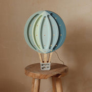 Heißluftballon-Lampe aus Holz Nachtlicht Kinderzimmer Wanddekoration Montessori-Zimmer Geschenk für abenteuerlustigen Jungen Kleiner Reisender Retro Kinderzimmer Blau Jungen