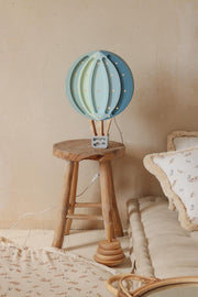 Heißluftballon-Lampe aus Holz Nachtlicht Kinderzimmer Wanddekoration Montessori-Zimmer Geschenk für abenteuerlustigen Jungen Kleiner Reisender Retro Kinderzimmer Blau Jungen