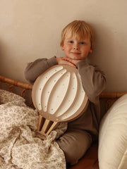 Wooden Hot Air Balloon Lamp Night Light Nursery Wall Decor Montessori Room Gift for Adventurous Boy Little Traveler Retro Brown Beige Boys