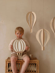 Wooden Hot Air Balloon Lamp Night Light Nursery Wall Decor Montessori Room Gift for Adventurous Boy Little Traveler Retro Brown Beige Boys