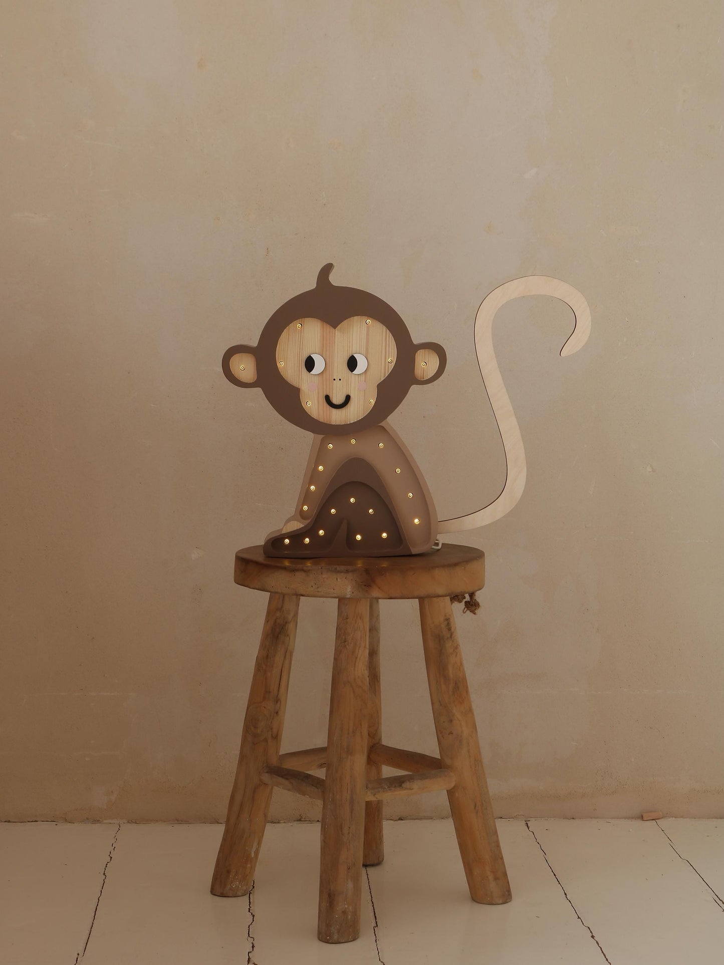 Wooden Monkey Night Light for Kids Jungle Safari Nursery Decor Handmade Lamp Baby Shower Gift Boys' Room Jungle Style Monkey Decoration Ape