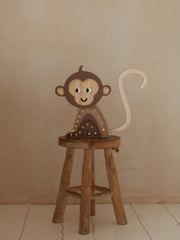 Wooden Monkey Night Light for Kids Jungle Safari Nursery Decor Handmade Lamp Baby Shower Gift Boys' Room Jungle Style Monkey Decoration Ape