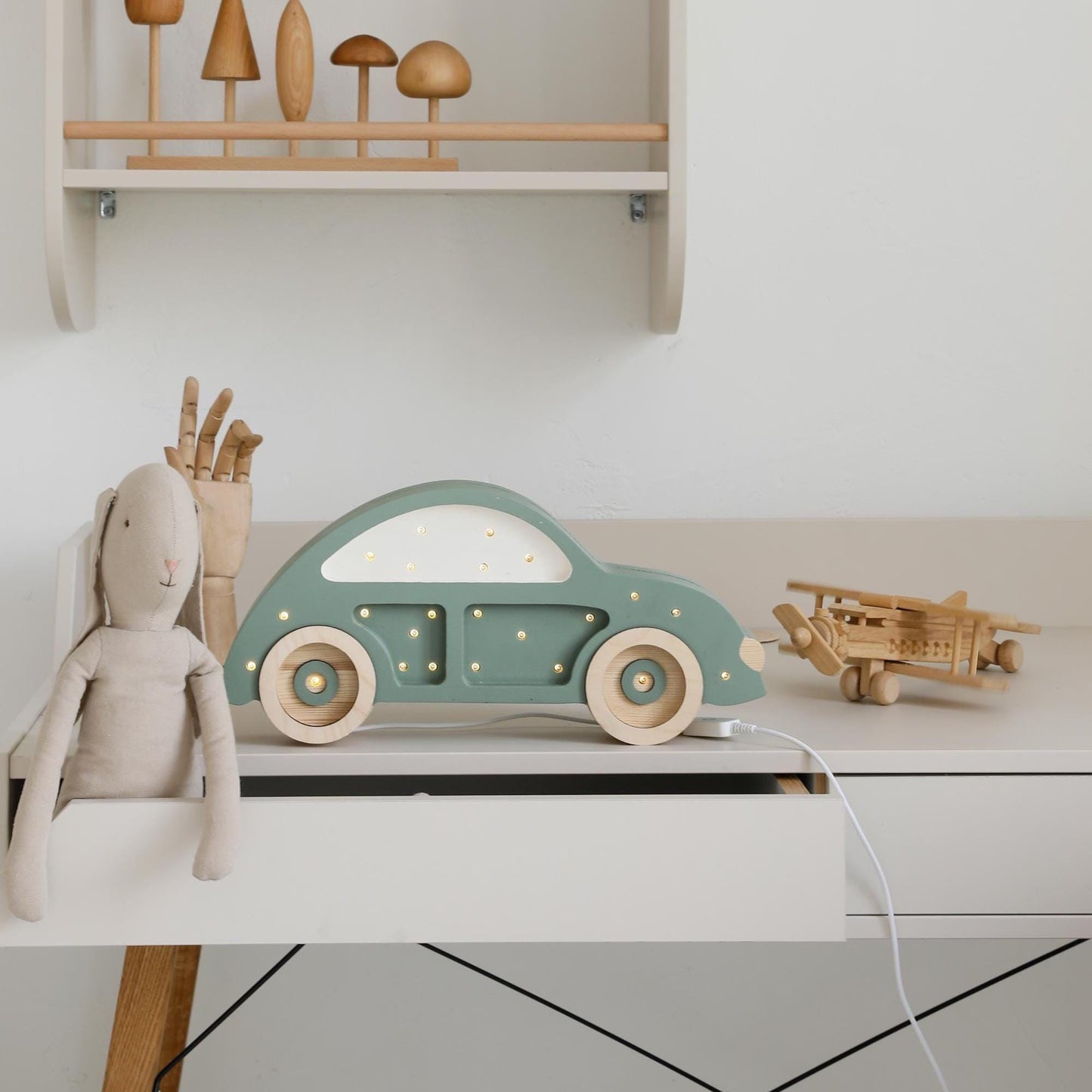 Little Lights Retro Car Night Light | Olive Leaf