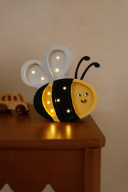 Hölzernes Bienen-Nachtlicht Bienenthema Kinderzimmer-Deko Montessori-inspiriertes Babyzimmer | Naturmotiv Handgefertigte Lampe für Kinder Weltbienentag Blumen-Zimmer