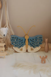 Holz-Schmetterling-Nachtlicht für Mädchenzimmer Handgefertigte Kinderzimmer-Deko Boho-Stil Goldener Schmetterling Glamour Gold Kinder Prinzessin Verträumte Magie