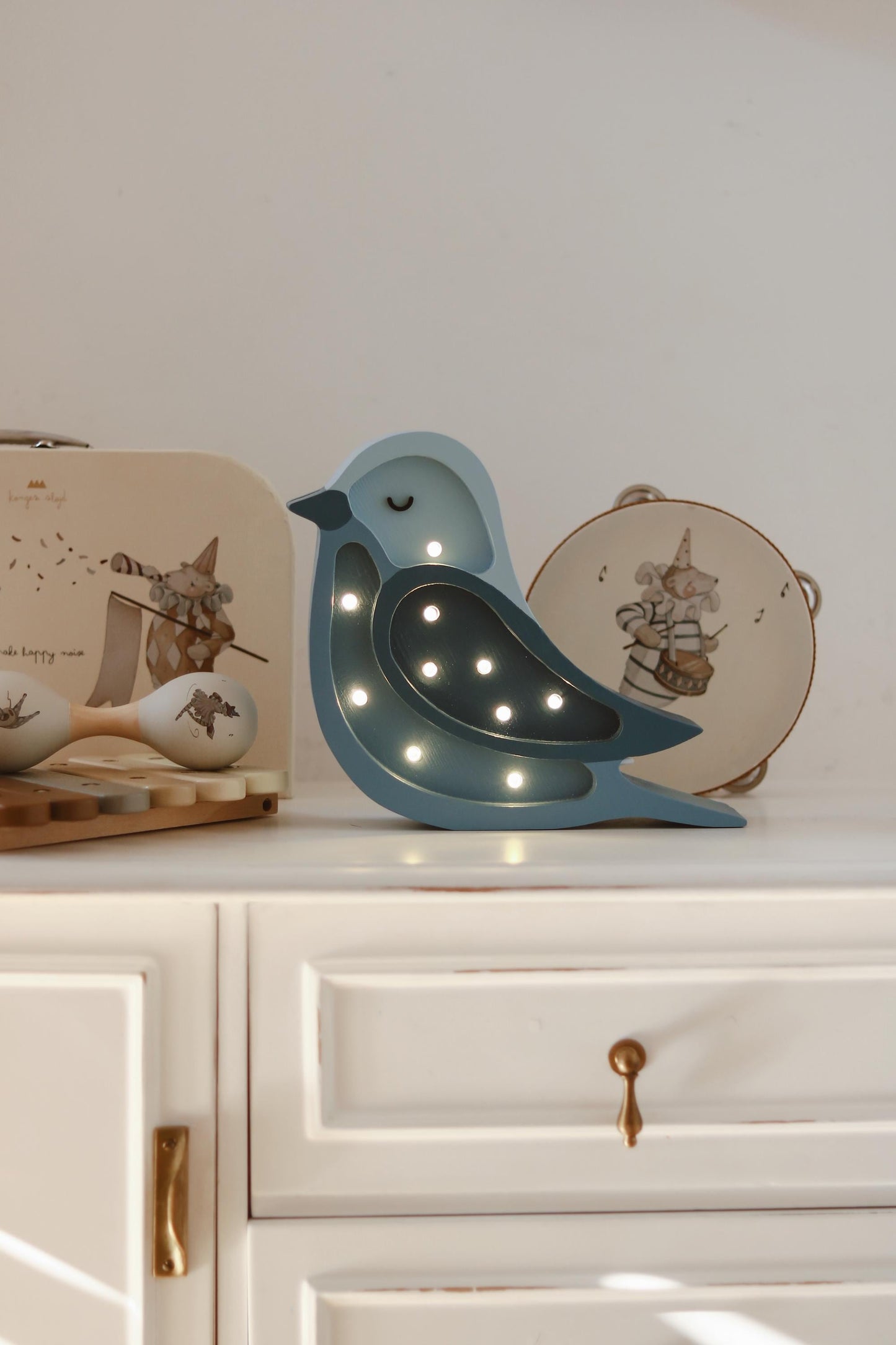 Wooden Mini Bird Night Light - Nature-Inspired Baby Room | Handmade Lamp for Kids - Woodland Style Light Birthday Gift Nursery Lamp