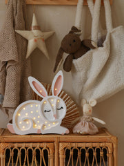 Wooden Bunny Night Light Forest Theme Kids Room Woodland Decor Lamp for Baby Nursery Boho White Rabbit Girls Forest Pastel Decoration