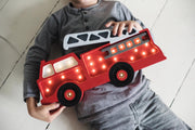 Hölzernes Feuerwehrauto Nachtlicht Feuerwehrmann Jungenzimmer Deko Geschenk für Jungen Kinderzimmer Lampe Rettungsfahrzeug Feuerwehr Abenteuer Zimmer Licht