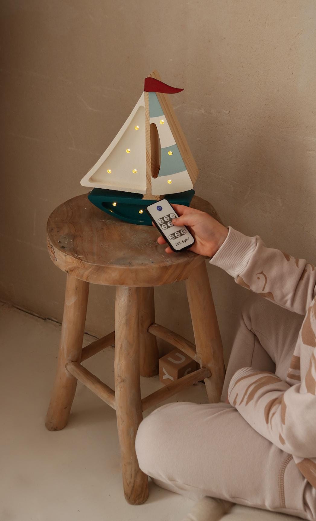 Wooden Sailboat Night Light Nautical Kids Room Decor Ocean Theme Lamp for Little Explorer Coastal Nursery Decoration Coastal Baby Room Decor