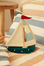 Wooden Sailboat Night Light Nautical Kids Room Decor Ocean Theme Lamp for Little Explorer Coastal Nursery Decoration Coastal Baby Room Decor