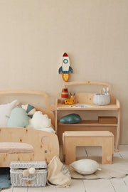 Wooden Space Ship Night Light Little Astronaut Kids Room Space Theme White Lamp Explorer Personalized Decor Cosmic Rocket Boys Room Galactic