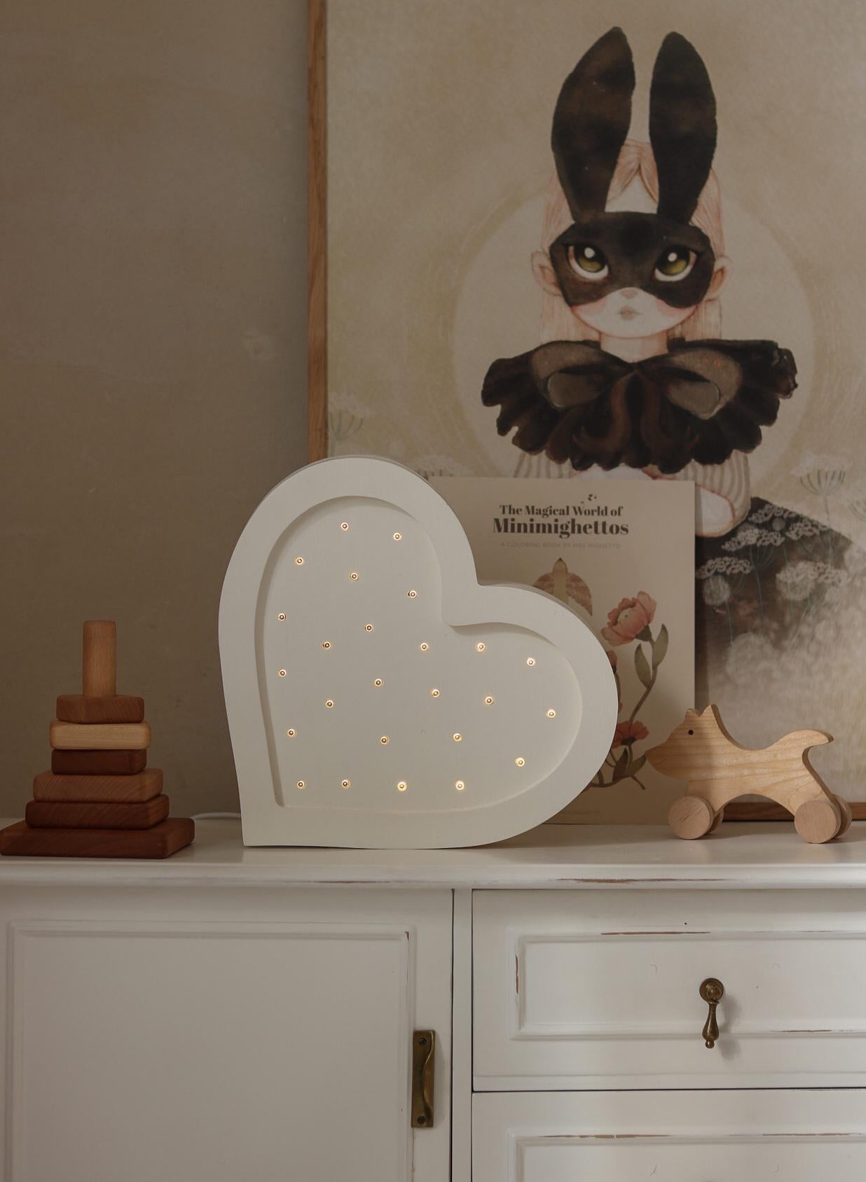 Holzherz-Lampe – Handgemachtes LED-Nachtlicht für Kinder – Romantische Kinderzimmerdeko – Liebesgeschenk – Little Lights