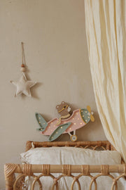 Holz Nachtlicht Retro Flugzeug Lampe Kinderzimmer Rosa Deko Handgemacht Reise & Abenteuer für Kinderzimmer Bär im Flugzeug Lampe Pilotenbär