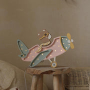 Holz Nachtlicht Retro Flugzeug Lampe Kinderzimmer Rosa Deko Handgemacht Reise & Abenteuer für Kinderzimmer Bär im Flugzeug Lampe Pilotenbär