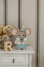 Holz Nachtlicht Maus für Kinder Handgefertigte Kinderzimmerlampe Babyparty Geschenk Maileg Stil Maus Zirkus Thema Jungen Blau Zimmer Deko Tier Wand
