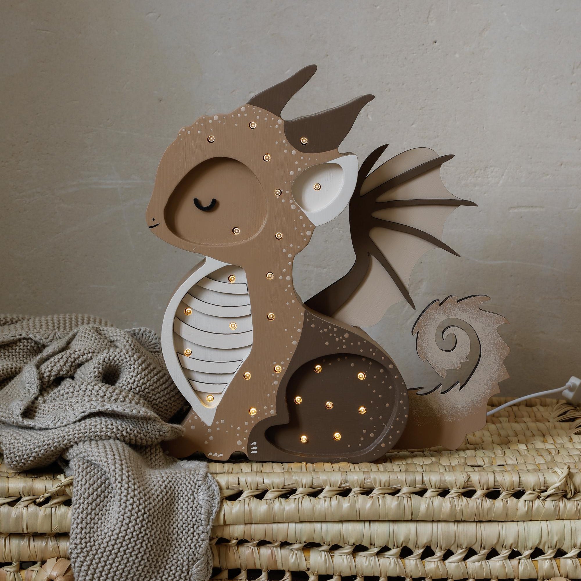 Wooden Dragon Night Light Handmade Fairy Tale Decor LED Kids Room Lamp Montessori Baby Room Light Fantasy Themed Nursery Decor Gift for Boys
