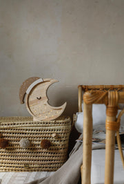 Adorable Moon Lamp for Nursery Decor Wooden Night Light Sky Decor for Nursery Kids Room Baby Girl or Boy Christening Gift Boho Style