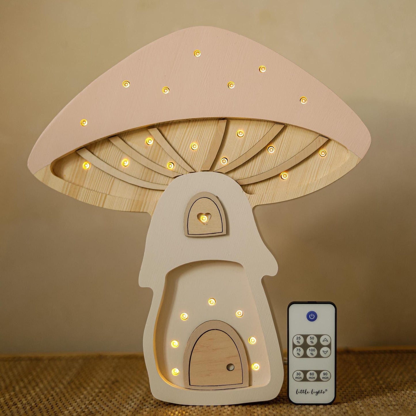 Pilz-Nachtlicht Holz LED Wald-Kinderzimmer Herbstdeko Märchen Kinderzimmer Pilzhaus Weihnachtsdeko Waldtiere Wald
