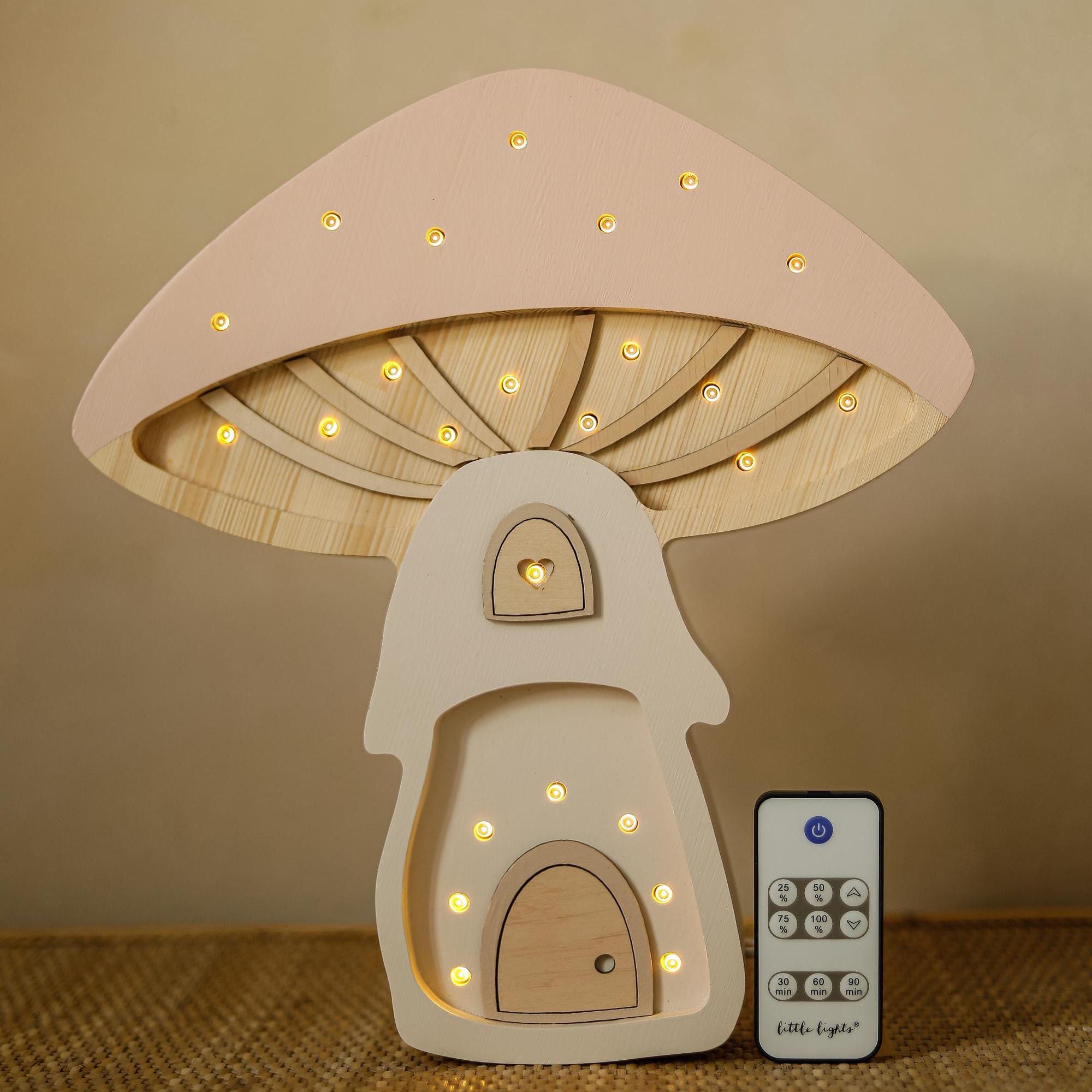 Mushroom Night Light Wooden LED Woodland Nursery Autumn Decor Fairy Tale Kids Room Mushroom House Christmas Decor Forest Animals Woodland