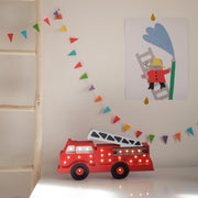 Hölzernes Feuerwehrauto Nachtlicht Feuerwehrmann Jungenzimmer Deko Geschenk für Jungen Kinderzimmer Lampe Rettungsfahrzeug Feuerwehr Abenteuer Zimmer Licht