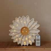 Blumen-Holzlampe Gänseblümchen Weiß Nachtlicht LED Kinderzimmer Boho Deko Handgemachte Lampe für Mädchen Kinderzimmer Boho Babyparty Geschenk für Mädchen Taufe Baby
