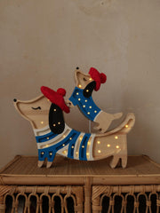 Hund Nachtlicht Holzlampe für Kinderzimmer Dackel Hund Dekor Nachttischlampe Geschenk für Hunde- und Dackelliebhaber Französischer Stil Welpen Wandleuchte