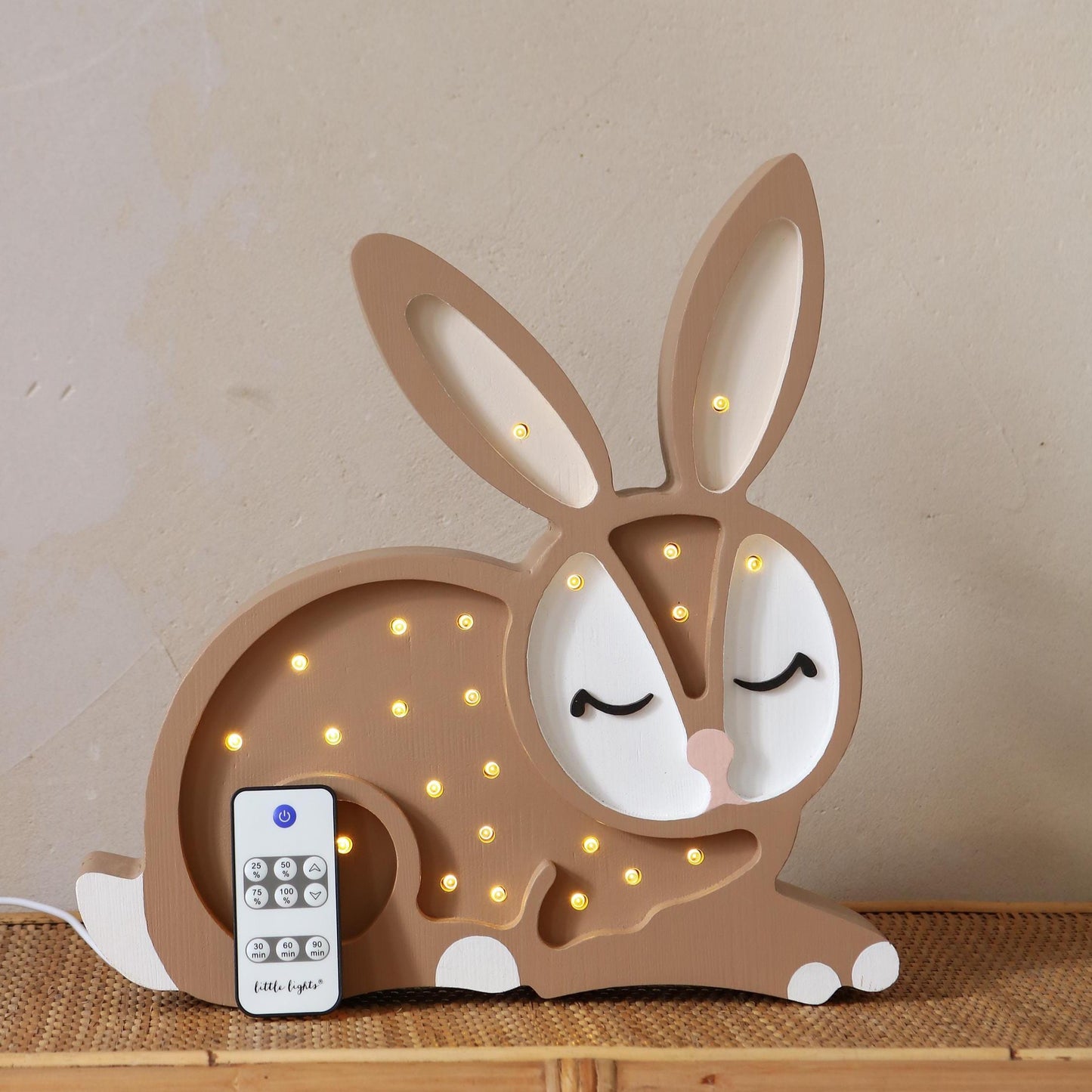 Wooden Bunny Night Light Forest Theme Kids Room Woodland Decor Lamp for Baby Nursery Boho Beige Rabbit Girls Forest Pastel Brown Decoration