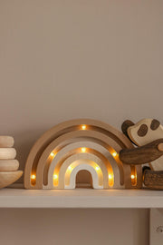 Regenbogen-Nachtlicht aus Holz, Kleinkinder-Schlafzimmerlampe, Montessori Babyzimmer Deko Pastell Cappuccino Regenbogen-Babylampe Kinderzimmer Deko Braunes Zimmer