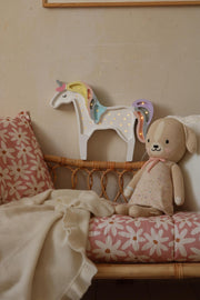 Einhornlampe aus Holz, Kinderzimmer-Deko, handgefertigt, Märchen-Thema, Beleuchtung, Kinderzimmer-Wandlampe, Pferd-Nachtlicht, Pastell-Regenbogen, Rosa, Mädchenzimmer