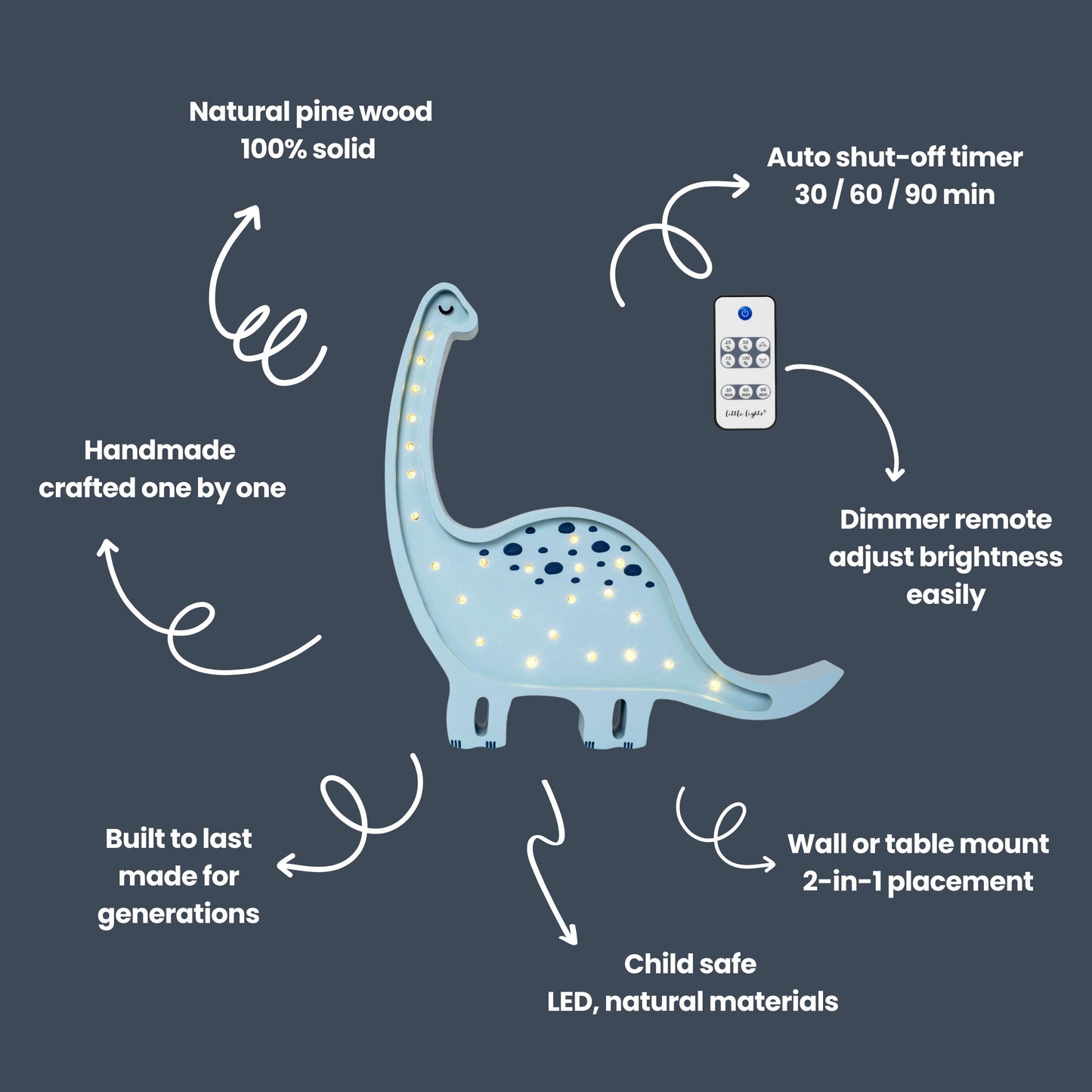 Dino Night Light Diplodocus Wooden Lamp for Kids Room Baby Gift Blue Dinosaur Decor Brontosaurus Dinosaur Wallpaper Nursery Dino Gift Idea
