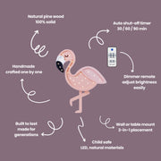 Flamingo Nachtlicht aus Holz Tropische Deko-Lampe für Kinder Rosa Kinderzimmer Wanddeko Babyparty-Geschenk Mädchenzimmer Boho Baby-Geschenk Exotisches Tier